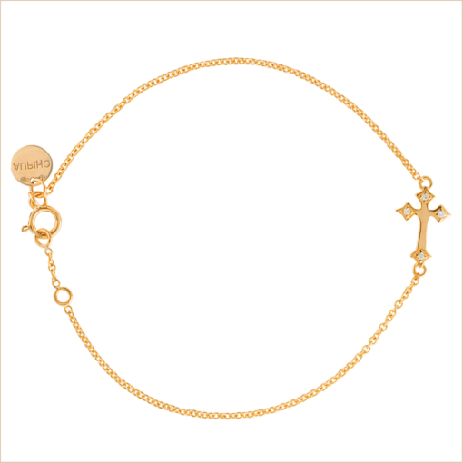recycled 18-carat gold pink gold white diamonds cross bracelet aupiho jewellery