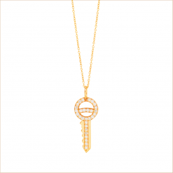 collier clé diamants sesame or jaune recyclé 18 carats aupiho joaillerie