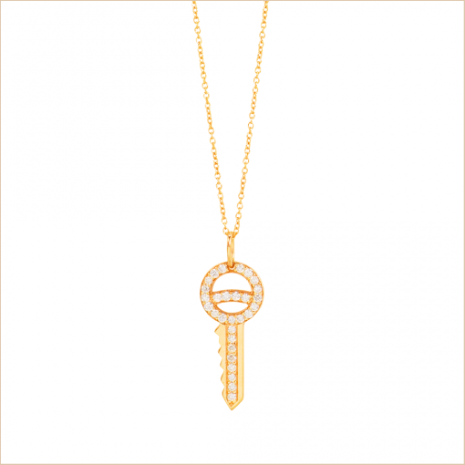 collier clé diamants sesame or jaune recyclé 18 carats aupiho joaillerie