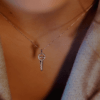 collier chaîne bijou clé pavée diamants or 18 carats