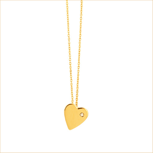 collier coeur or jaune et diamant blanc or recyclé 18 carats aupiho joaillerie