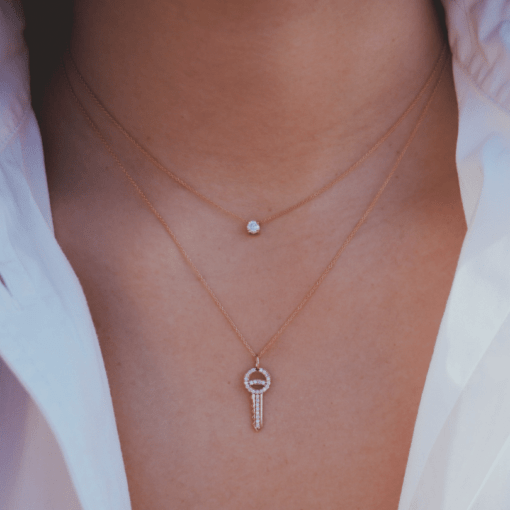 collier clé or jaune et diamants blancs or recyclé 18 carats sésame aupiho joaillerie