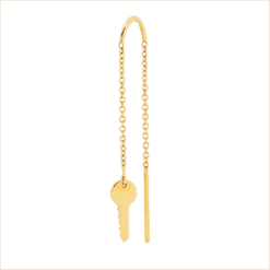 boucle d'oreille chaine clé double chaine fine monoboucle or jaune 18 carats recyclé aupiho joaillerie