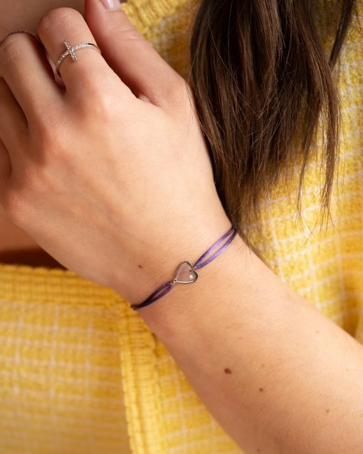 bracelet cordon grand coeur or et diamant aupiho joaillerie