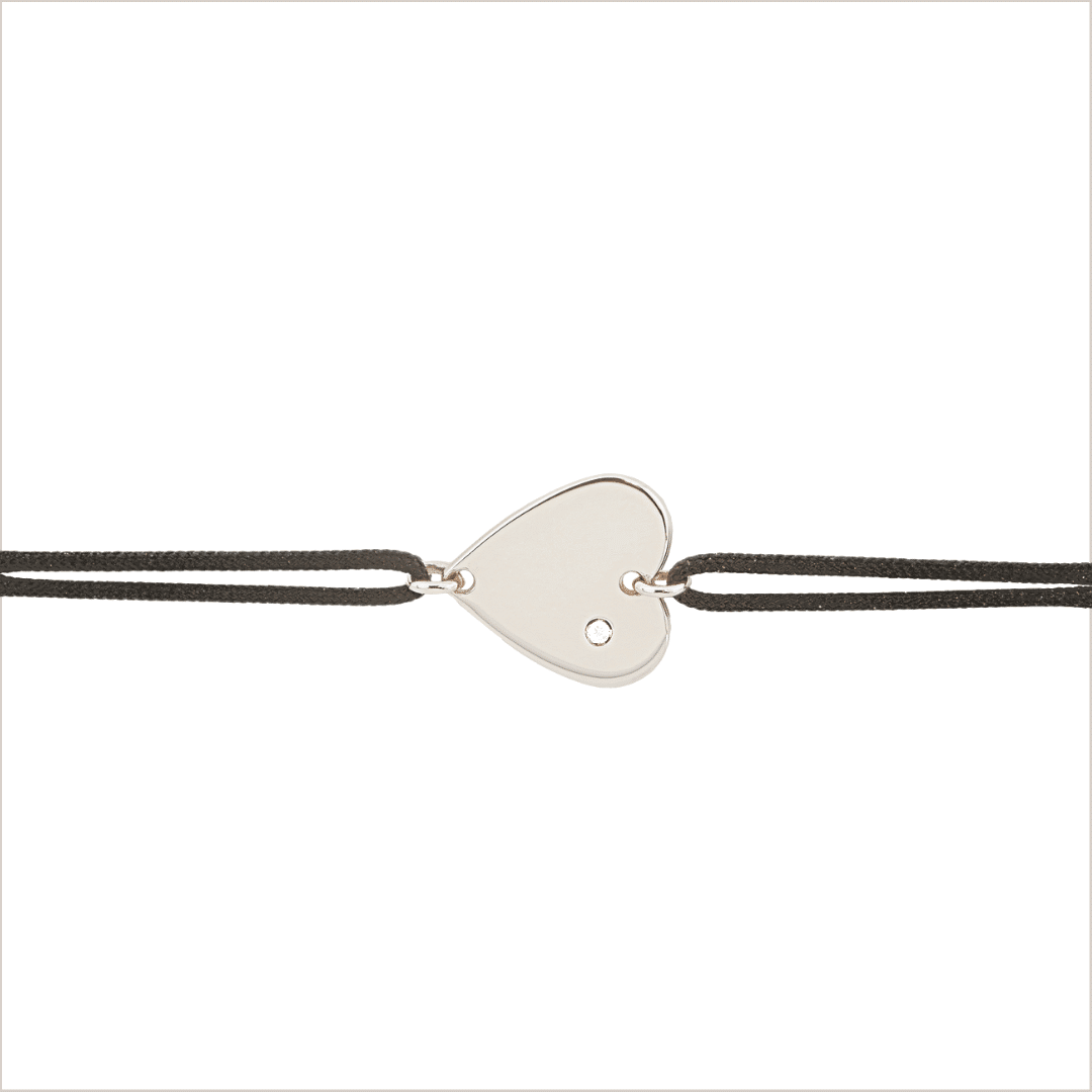 Big Heart gold and diamond cord bracelet