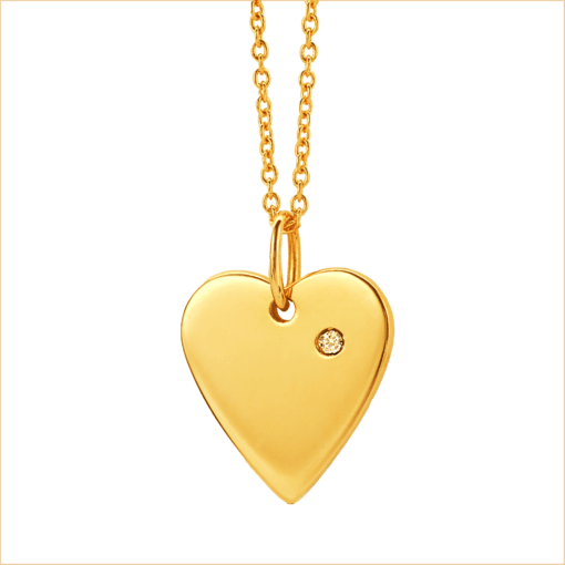 collier coeur or jaune et diamant blanc or recyclé 18 carats aupiho joaillerie