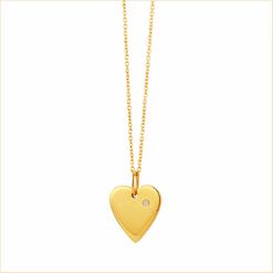 collier coeur or jaune et diamant blanc or recyclé 18 carats aupiho joaillerie