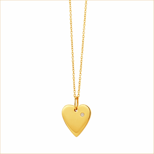 collier coeur or jaune et diamant blanc or recyclé 18 carats aupiho joaillerie