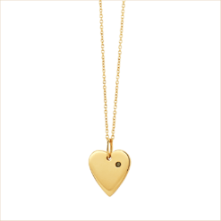 collier coeur or jaune et diamant noir or recyclé 18 carats aupiho joaillerie