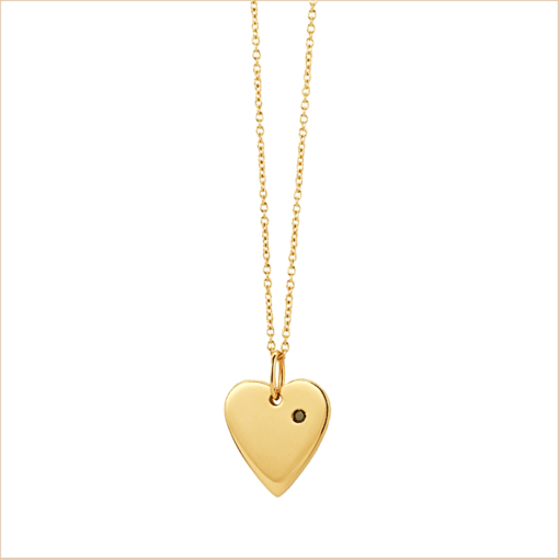 collier coeur or jaune et diamant noir or recyclé 18 carats aupiho joaillerie