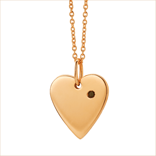 collier coeur or rose et diamant noir or recyclé 18 carats aupiho joaillerie