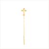 boucle d'oreille croix or jaune et diamants blancs or recyclé 18 carats aupiho joaillerie