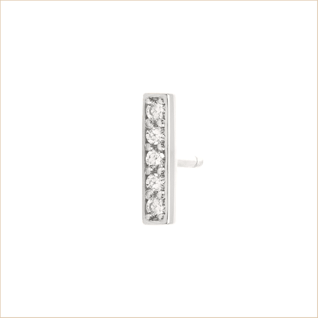 Boucle d’oreille barrette or et diamants Jane – Or Blanc, Unité