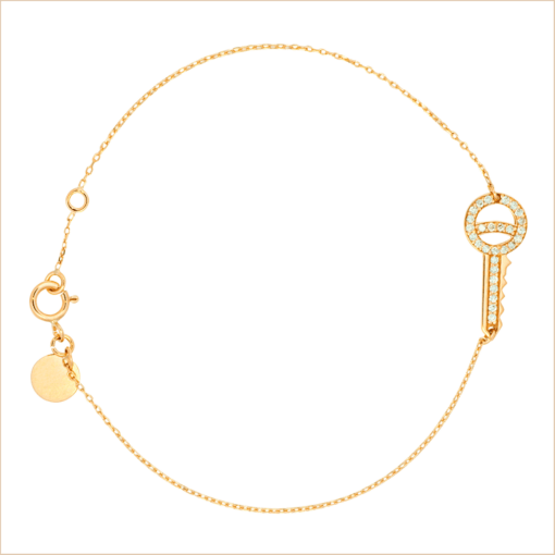 bracelet clé en or et diamants blancs or jaune 18 carats recyclé aupiho joaillerie