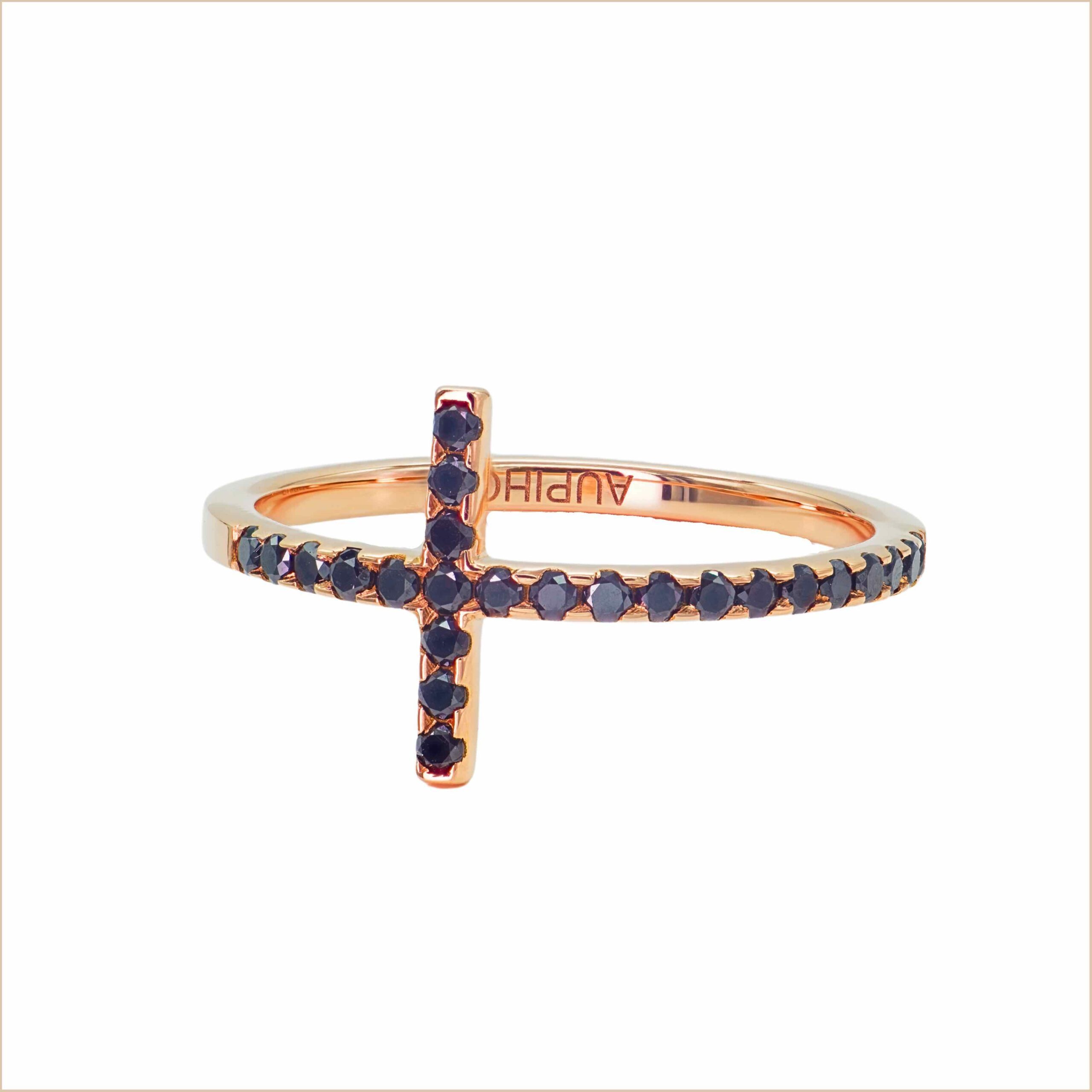 Bague croix Captive or et diamants – Medium