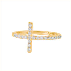 bague croix en or barrette en diamants blancs or recyclé 18 carats aupiho bijoux