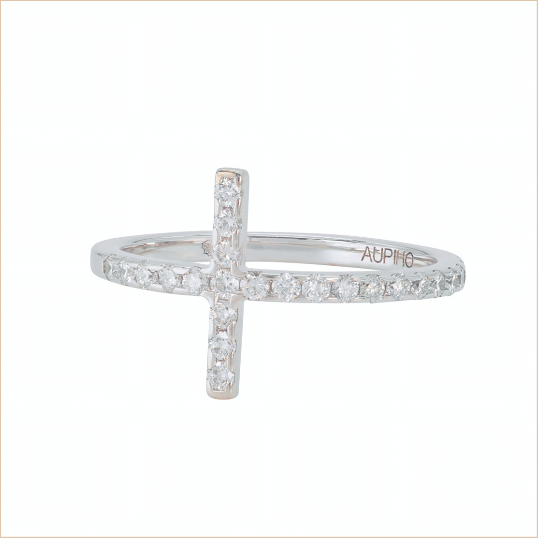 Large Captive diamonds cross ring