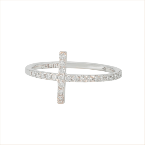 cross ring white gold diamond 18 carats recycled gold aupiho jewellery