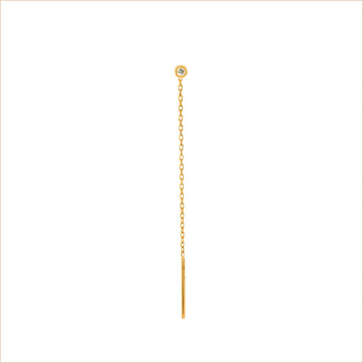 boucle d’oreille solitaire chaine or jaune et diamant blanc or recyclé 18 carats puce aupiho joaillerie