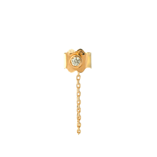 boucle d’oreille solitaire chaine or jaune et diamant blanc or recyclé 18 carats puce aupiho joaillerie