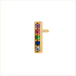 Rainbow fine gemstone barrette earrings yellow gold gemstones 18k recycled gold aupiho jewellery