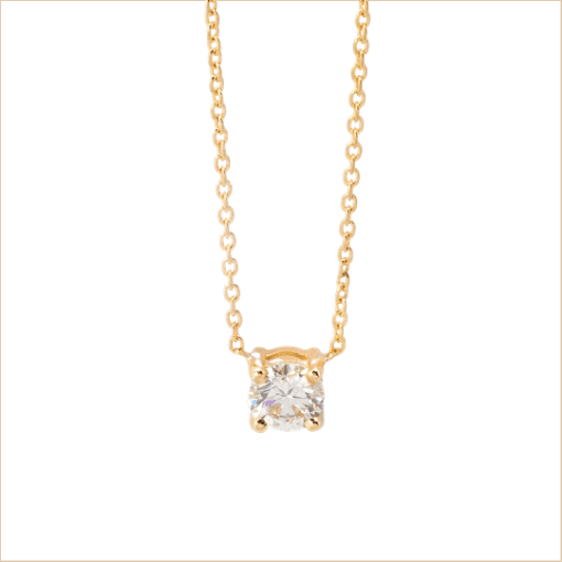 collier solitaire or jaune et diamant blanc or recyclé 18 carats aupiho joaillerie