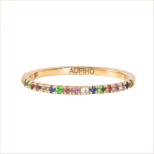 bague arc en ciel pierres précieuses or jaune aupiho joaillerie