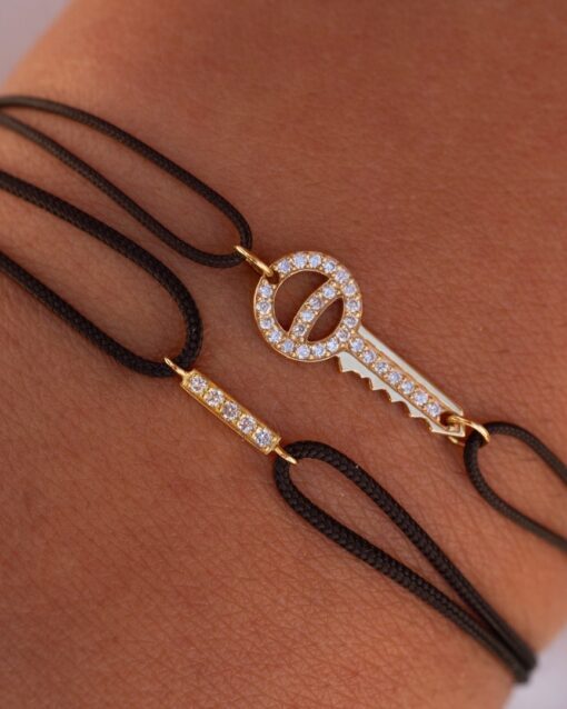 bracelet cordon barrette or jaune et diamants blancs or recyclé 18 carats jane aupiho joaillerie
