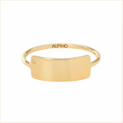 bague mia rectangle or jaune et diamant blanc or recyclé 18 carats personnalisable aupiho joaillerie