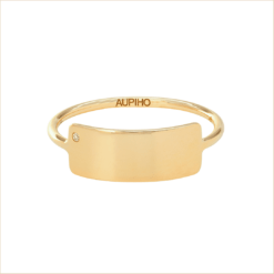 bague rectangle or jaune et diamant blanc or recyclé 18 carats personnalisable aupiho joaillerie