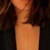 collier barrette longue diamants blancs or jaune totem aupiho joaillerie