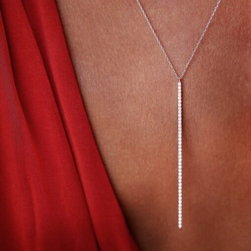 collier longue barrette or blanc et diamants blancs or recyclé 18 carats aupiho joaillerie