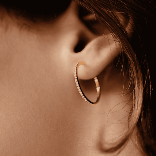 large creole earring yellow gold 18 carat recycled gold diamonds aupiho jewellery