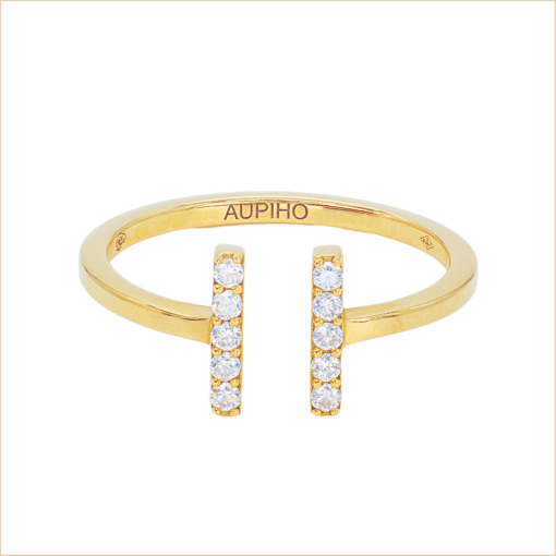bague or et diamants Tandem barrettes or recyclé 18 carats aupiho joaillerie