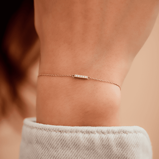 bracelet barette fine chain yellow gold white diamonds 18 carats recycled gold aupiho jewellery