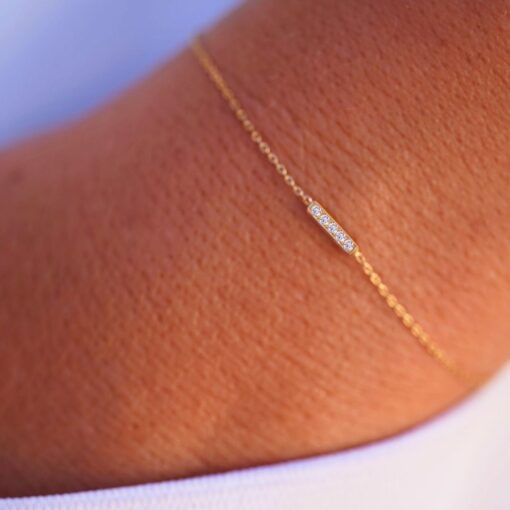bracelet barrette chain yellow gold white diamonds 18 carats recycled gold aupiho jewellery