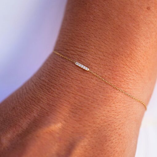 bracelet barrette chain yellow gold white diamonds 18 carats recycled gold aupiho jewellery