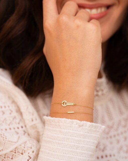 bracelet barrette cle or jaune et diamants blancs or recyclé 18 carats sesame aupiho joaillerie