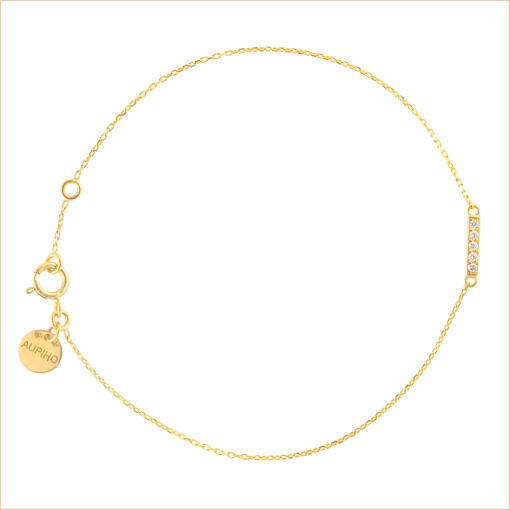 Gold and diamond barrette bracelet chain yellow gold white diamonds 18k recycled gold aupiho jewellery