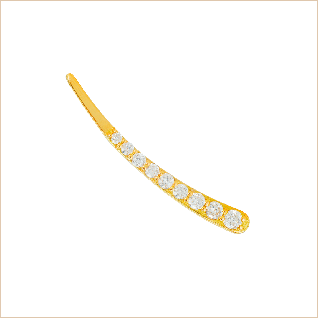Boucle d’oreille grimpante Stella – Cascade de Diamants – Or Jaune, Droite