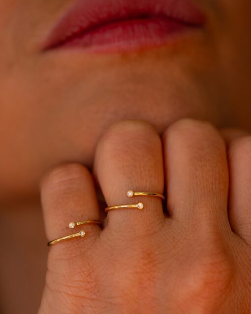 bague glam orteil petit doigt T'M diamant or jaune 18 carats aupiho joaillerie