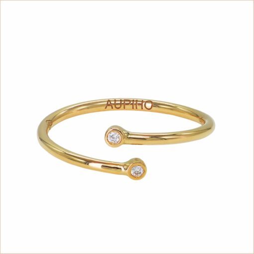 Gold and diamond fine ring yellow gold and white diamonds 18k recycled gold glam aupiho jewellery