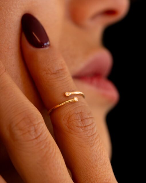 bague glam orteil petit doigt T'M diamant or jaune 18 carats aupiho joaillerie