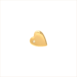 boucle d'oreille coeur or jaune et diamant blanc or recyclé 18 carats puce aupiho joaillerie
