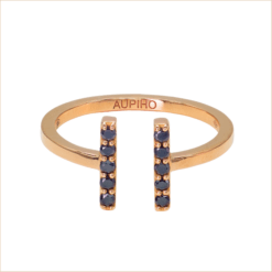 Ring in pink gold and black diamonds barrette ring in pink gold and black diamonds in 18k recycled gold aupiho jewelry