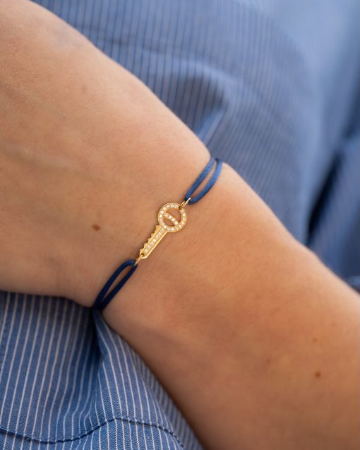 bracelet cordon clé diamants blancs or jaune sésame aupiho joaillerie