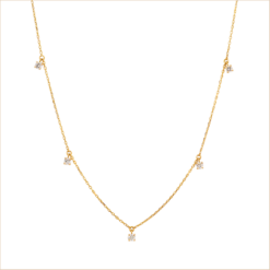 Diamond tassel necklace with yellow gold pendants and white diamonds 18k recycled gold aupiho jewelry