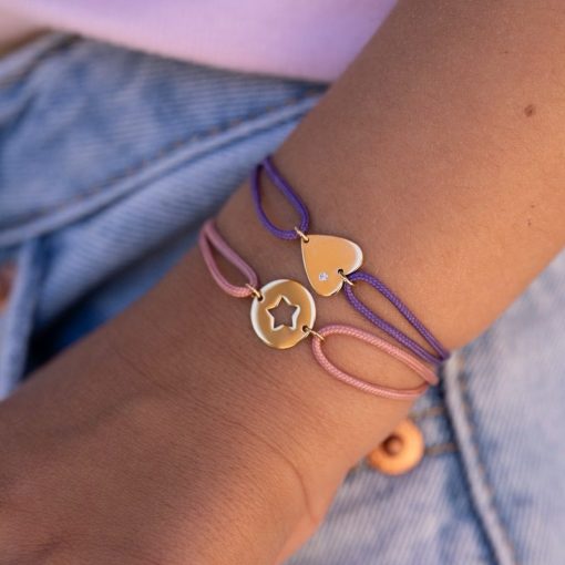 bracelet cordon coeur medaille étoile or recyclé 18 carats aupiho joaillerie