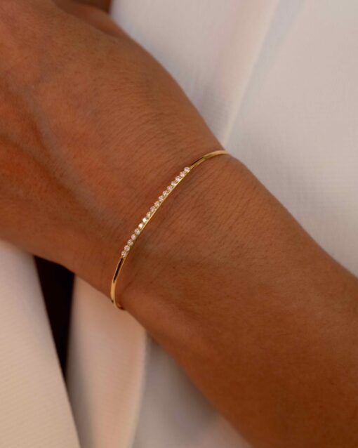 jonc glam diamants or jaune 18 carats recyclé aupiho joaillerie