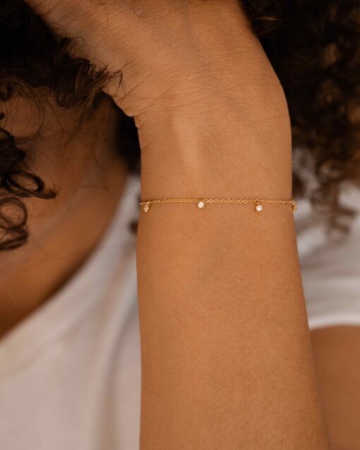 bracelet pampilles yellow gold white diamonds 18 carats recycled gold aupiho jewellery